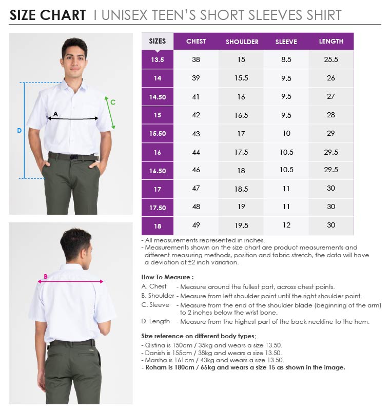 Secondary School Short Sleeves Shirt / Baju Kemeja Sekolah Menengah ...