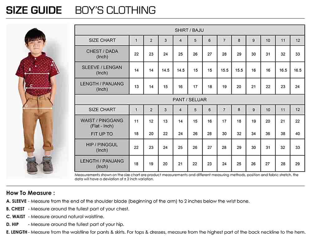 Boys Top & Bottoms Set / Set Baju Budak Lelaki Lengan Panjang | eHari